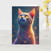 Carte d'anniversaire de chat céleste (Fleur jaune)