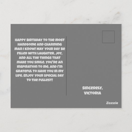 Carte d'anniversaire de chat classique pour lui (Dos)