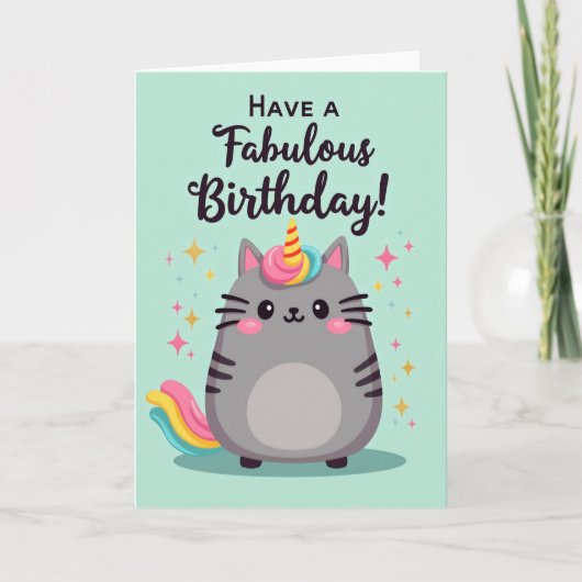 Carte d'anniversaire de chat cornu (Devant)