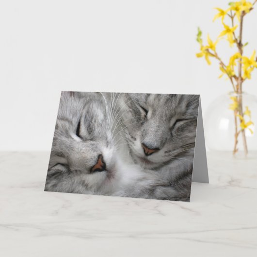 Carte d'anniversaire de chat de forêt (Fleur jaune)