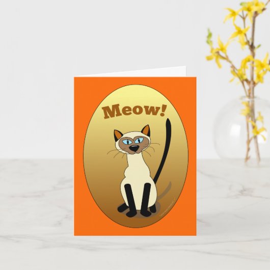 Carte d'anniversaire de chat de Siamese (Fleur jaune)
