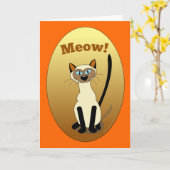 Carte d'anniversaire de chat de Siamese (Fleur jaune)