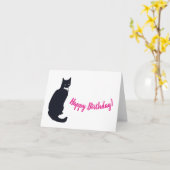 Carte d'anniversaire de chat de smoking (Fleur jaune)