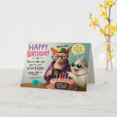 Carte d'anniversaire de chat drôle (Fleur jaune)