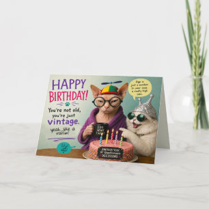 Carte d'anniversaire de chat drôle