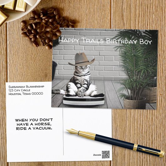 Carte d'anniversaire de chat drôle avec chapeau de