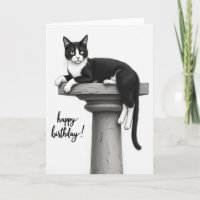 Carte d'anniversaire de chat en smoking joyeux