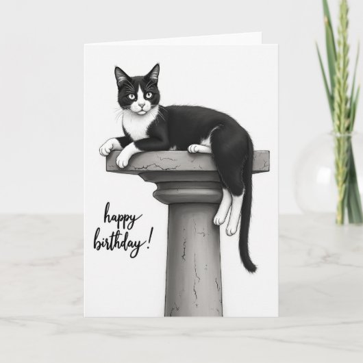 Carte d'anniversaire de chat en smoking joyeux (Devant)