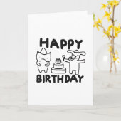 Carte d'anniversaire de chat et de chien (Fleur jaune)