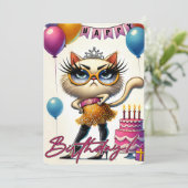 Carte d'anniversaire de chat glamour (Debout devant)