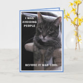 Carte d'anniversaire de chat grincheux (Fleur jaune)