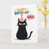 Carte d'anniversaire de chat indifférent (Fleur jaune)