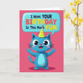 Carte d'anniversaire de chat joyeuse (Fleur jaune)