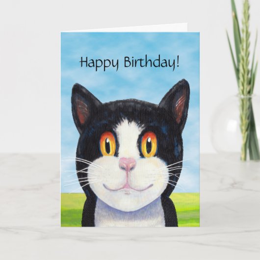 Carte d'anniversaire de chat joyeux (Devant)