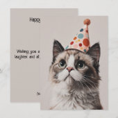 Carte d'anniversaire de chat mignon (Devant / Derrière)