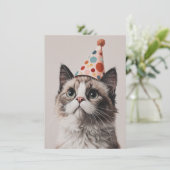 Carte d'anniversaire de chat mignon (Debout devant)