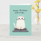 Carte d'anniversaire de chat mignon (Fleur jaune)