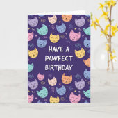 Carte d'anniversaire de chat mignon pour filles (Fleur jaune)