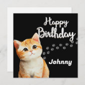 Carte d'anniversaire de chat mignonne (Devant / Derrière)