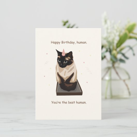 Carte d'anniversaire de chat mignonne (Debout devant)