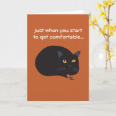 Carte d'anniversaire de chat noir (Fleur jaune)