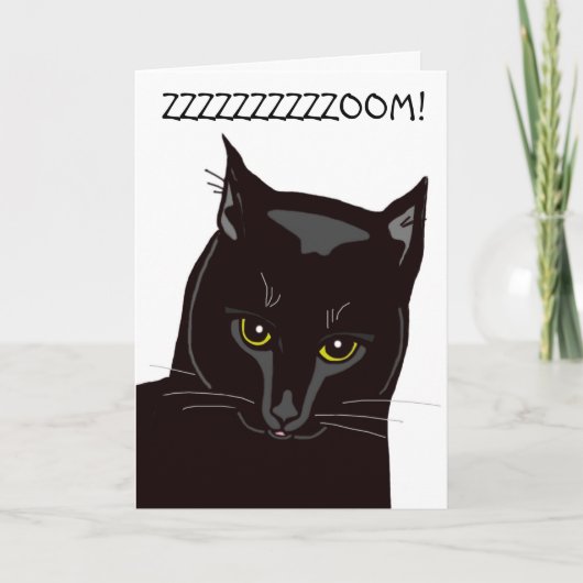 Carte d'anniversaire de chat noir (Devant)