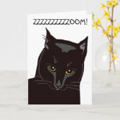 Carte d'anniversaire de chat noir (Fleur jaune)