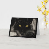 Carte d'anniversaire de chat noir, 70 ans de Perso (Fleur jaune)