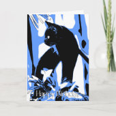 Carte d'anniversaire de chat noir design en gras (Devant)