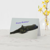 Carte d'anniversaire de chat noir par point pour u (Fleur jaune)