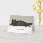 Carte d'anniversaire de chat noir par point pour u (Fleur jaune)