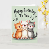 Carte d'anniversaire de chat qui chante (Fleur jaune)
