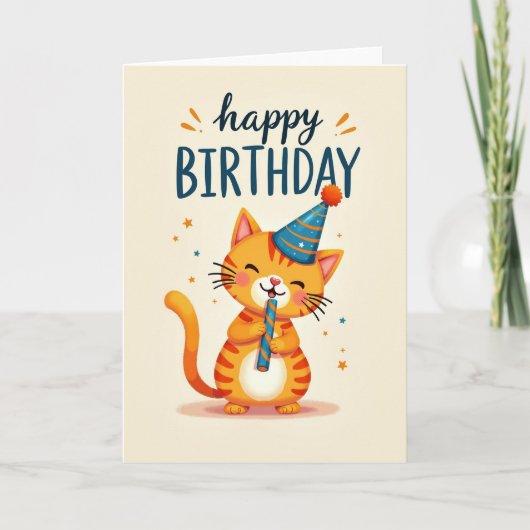 Carte d'anniversaire de chat rayé (Devant)