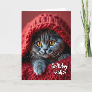 Carte d'anniversaire de chat rayé doux