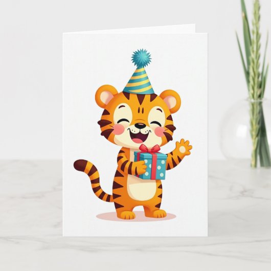 Carte d'anniversaire de chat rayé joyeux (Devant)