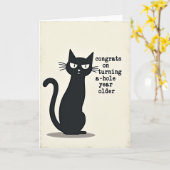 Carte d'anniversaire de chat sarcastique (Fleur jaune)