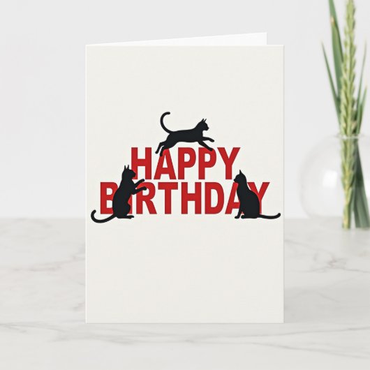 Carte d'anniversaire de chat sauteur (Devant)