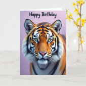 Carte d'anniversaire de chat sauvage (Fleur jaune)