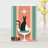 Carte d'anniversaire de chat sculptural (Fleur jaune)