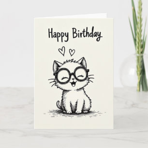 Carte d'anniversaire de chat souriant