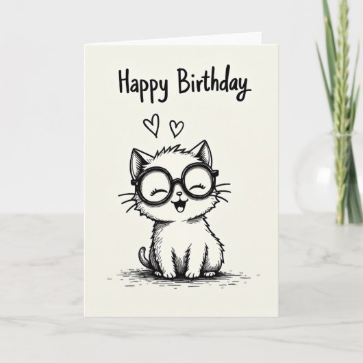 Carte d'anniversaire de chat souriant (Devant)