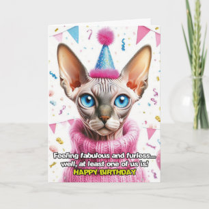 Carte d'anniversaire de chat Sphinx en pull tricot