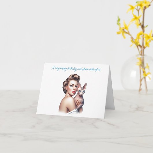 Carte d'anniversaire de Chat Sphynx (Fleur jaune)