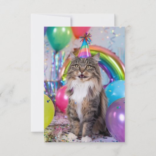 Carte d'anniversaire de chat Tabby, Chat d'anniver (Dos)