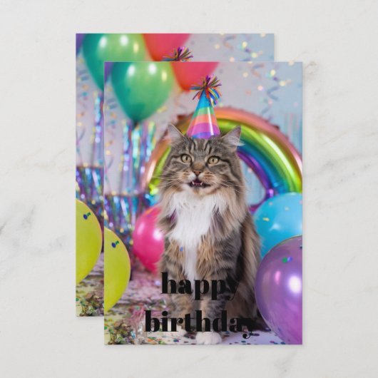 Carte d'anniversaire de chat Tabby, Chat d'anniver (Devant / Derrière)