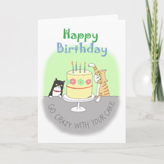 Carte d'anniversaire de chat tabby orange drôle et (Devant)