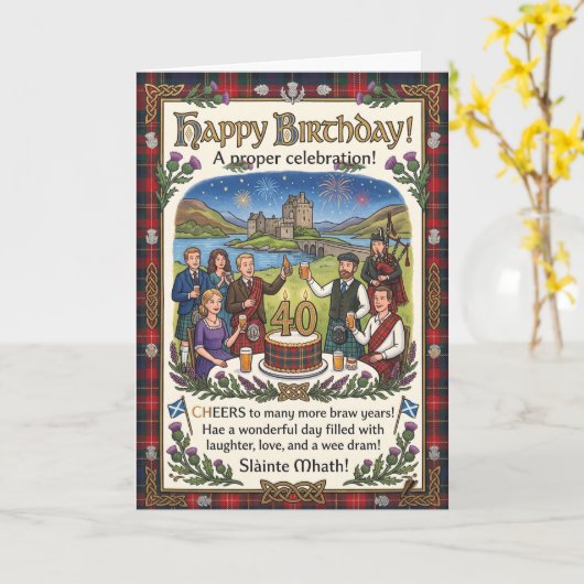 Carte d'anniversaire de Château Écossais (Fleur jaune)
