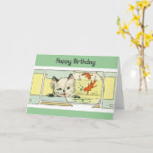 Carte d'anniversaire de chaton (Fleur jaune)