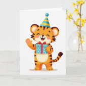 Carte d'anniversaire de chaton joyeux (Fleur jaune)