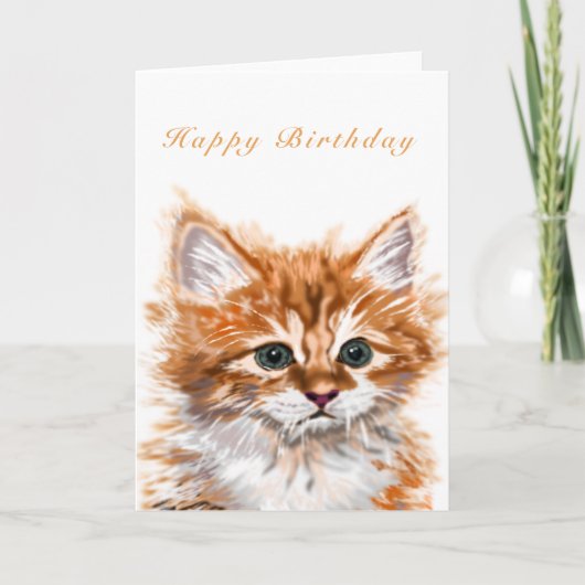 Carte d'anniversaire de chaton mignon avec texte p (Devant)